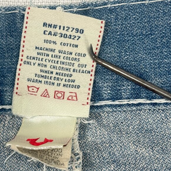 Y2K True Religion Ricky Super T Bootcut Jeans Distressed Light Wash USA Size 40 - Picture 10 of 10